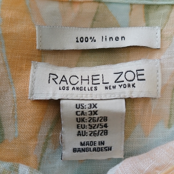Rachel Zoe Size 3X Linen Button Up Lightweight Print Blouse - Picture 3 of 9